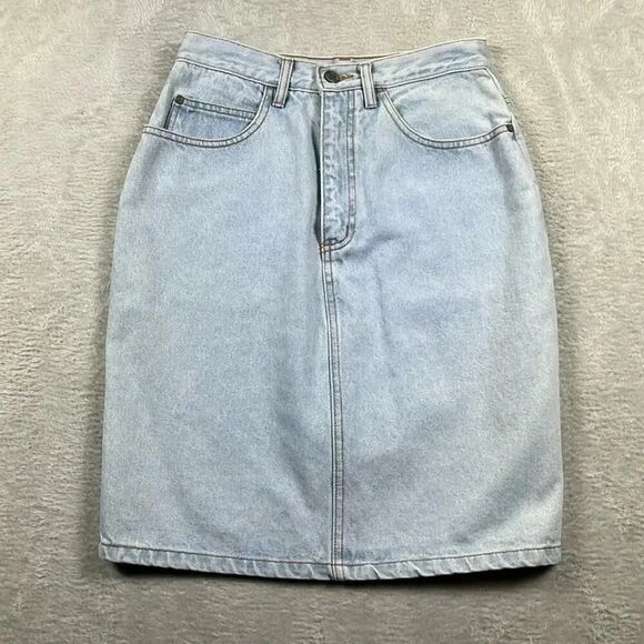 Vintage 90s Gitano Straight Pencil Light Blue Jean Skirt 9/10 High Waist Modest - Picture 1 of 8